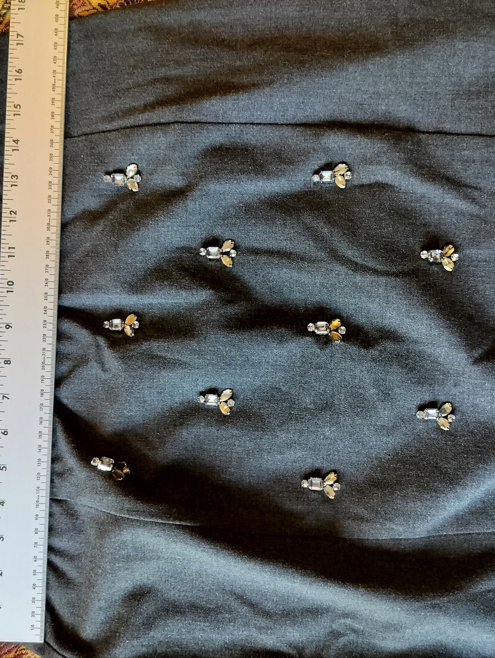 Ann Taylor Women's 12 Charcoal Pencil Skirt with Beaded Accents - Picture 5 of 7